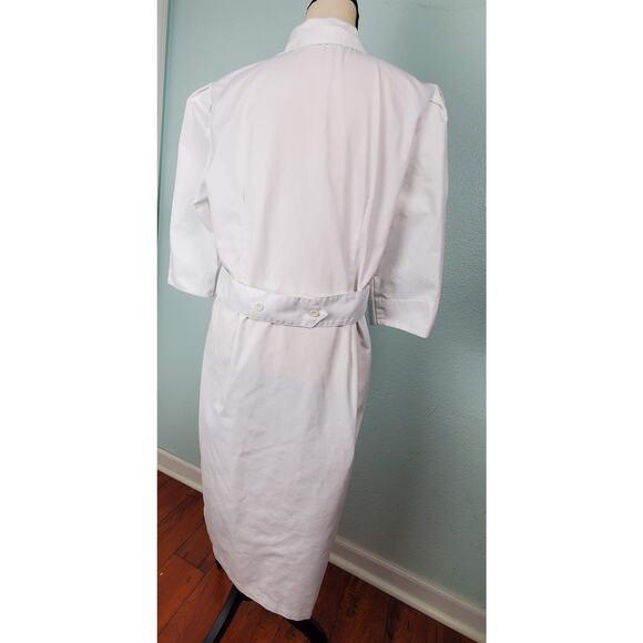 Vintage White Nurse Dress Coat Size M - Picture 4 of 9